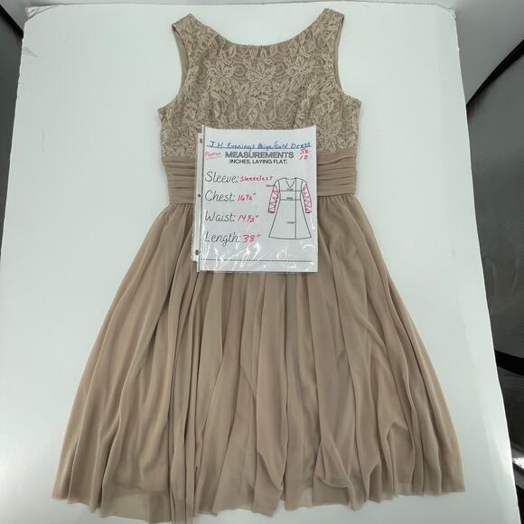 J.H. Evenings Sleeveless Cocktail Dress, Beige/Gold, Sz. 10, Mother Of Bride - Picture 9 of 9